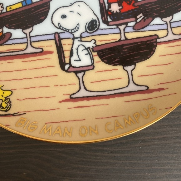 Peanuts Magical Moments Danbury Mint Big Man On Campus Plate 8" Retired 2006 - Picture 5 of 7